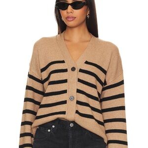 Rails Geneva Cardigan in Camel Black Stripe